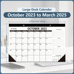 Large Desk Calendar 18 Months 43 X 30 To Do List October-March Home Office