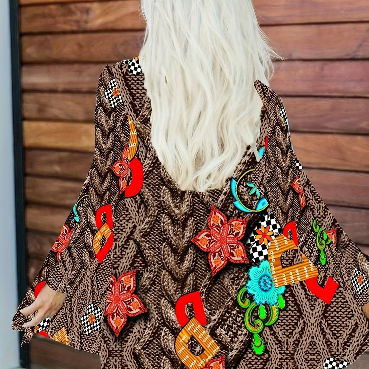  Floral Print Open Front Cardigan