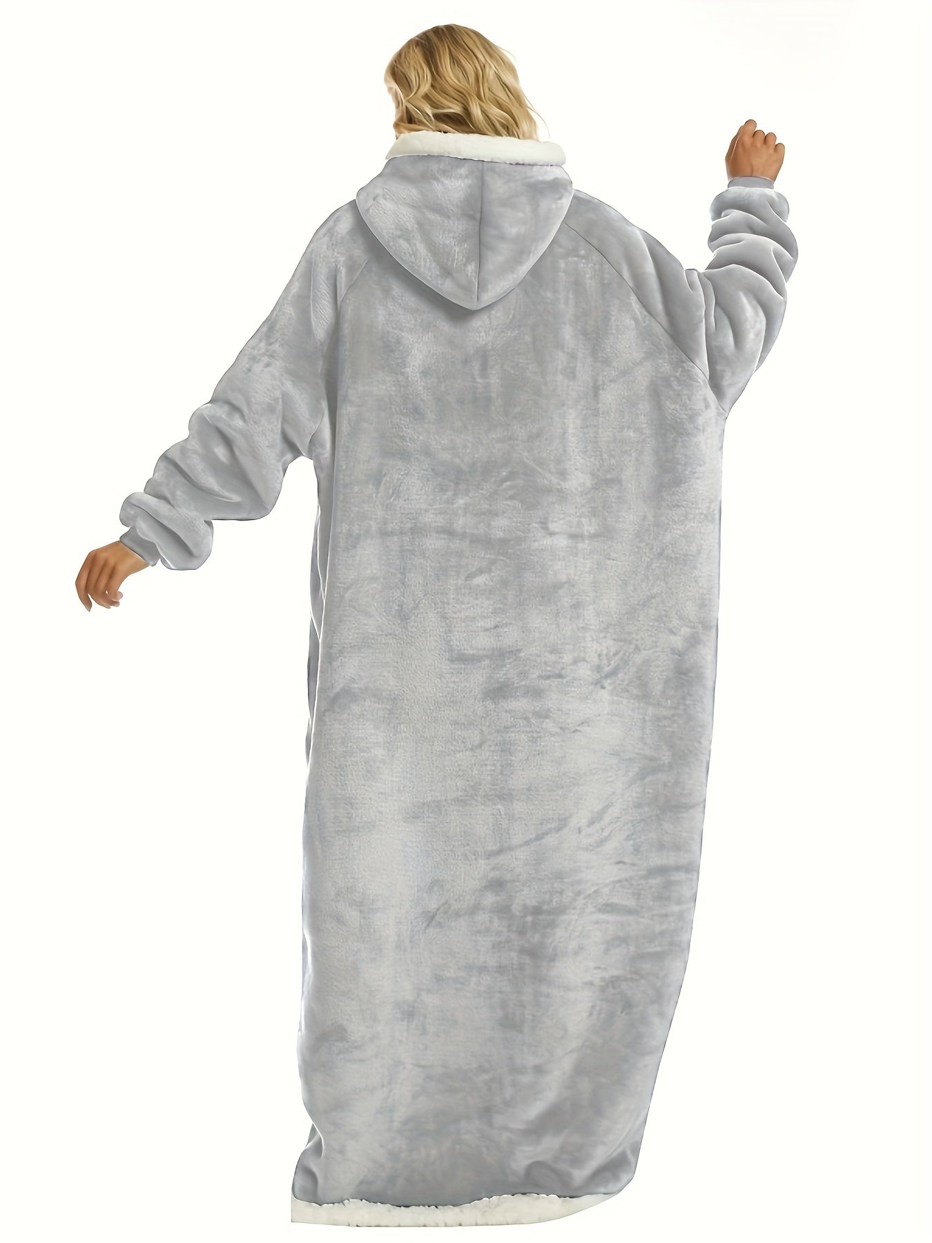  Hooded Flannel Loungewear Robe with Pockets