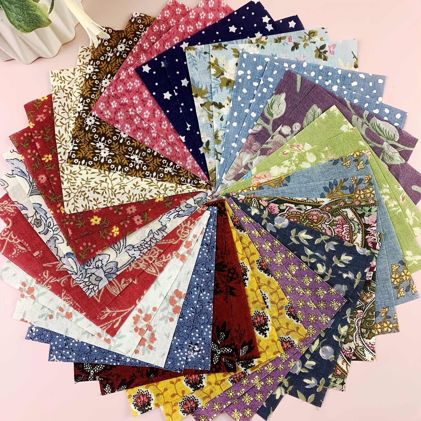 100pcs Dark Printed Quilted Fabric Bundle DIY Sewing Crafts 50 Colors 2pcs