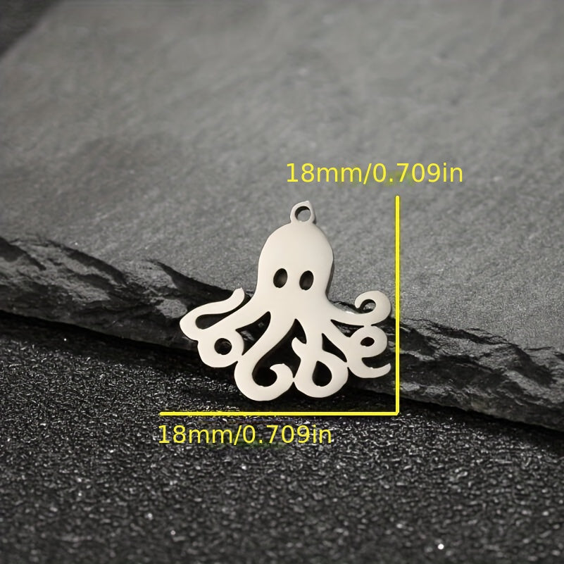 5PCS Stainless Steel Octopus Charms For DIY Jewelry Making