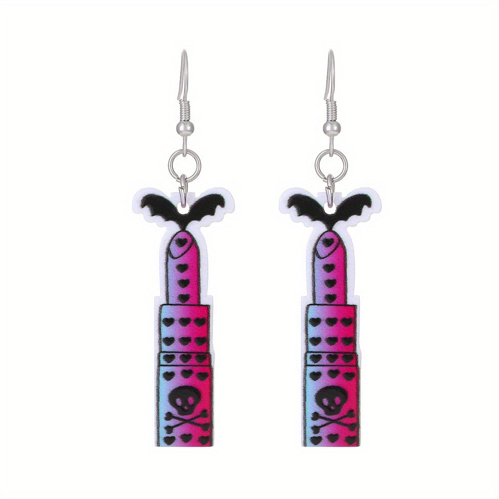 Heart Skull Bat Halloween Dangle Earrings Goth Style Ghost Ornaments