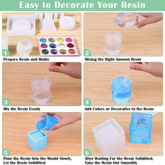 14pcs Silicone Resin Molds Kit for UV Resin Casting