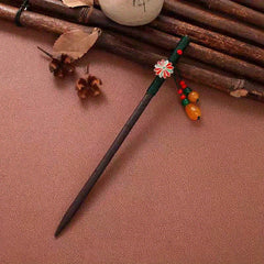 Ancient Chinese Wooden Hair Stick Ponytail Holder Cheongsam Costume Hair Accesso