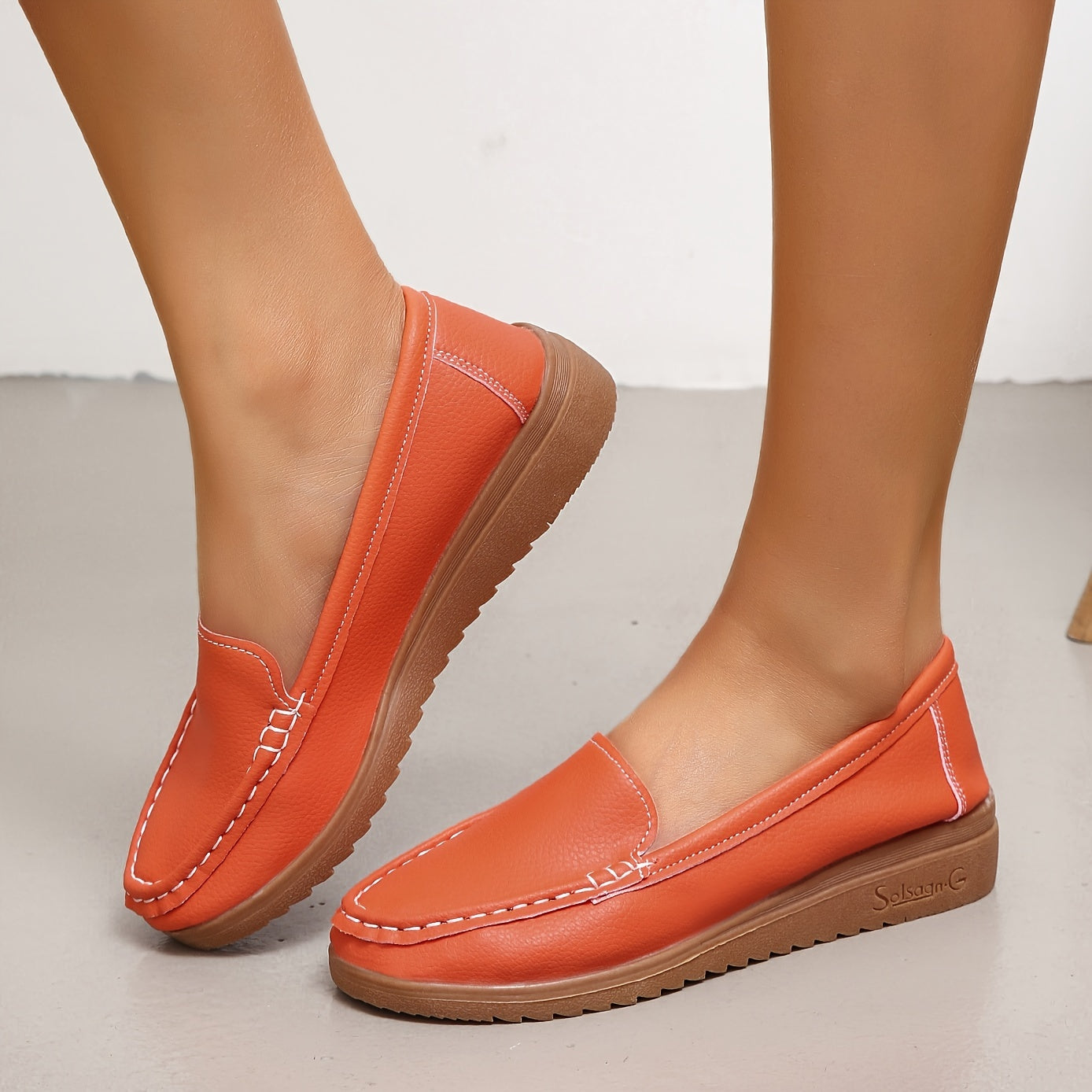 Women's Comfy Solid Flat Loafers Casual Slip On Walking Shoes