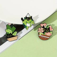 Funny Hiding Cat Enamel Pins Metal Paint Badges For Backpacks Clothing