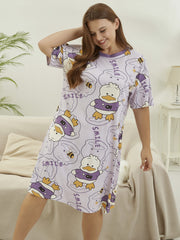  Duck Print Short Sleeve Nightdress