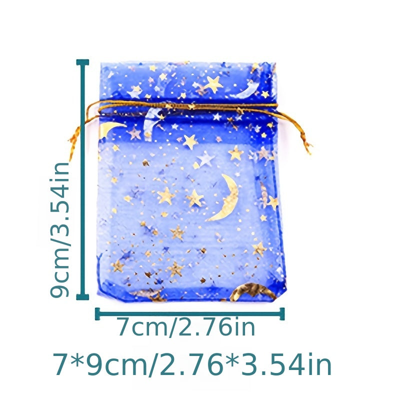 50pcs Bronzing Star Moon Organza Mesh Bag