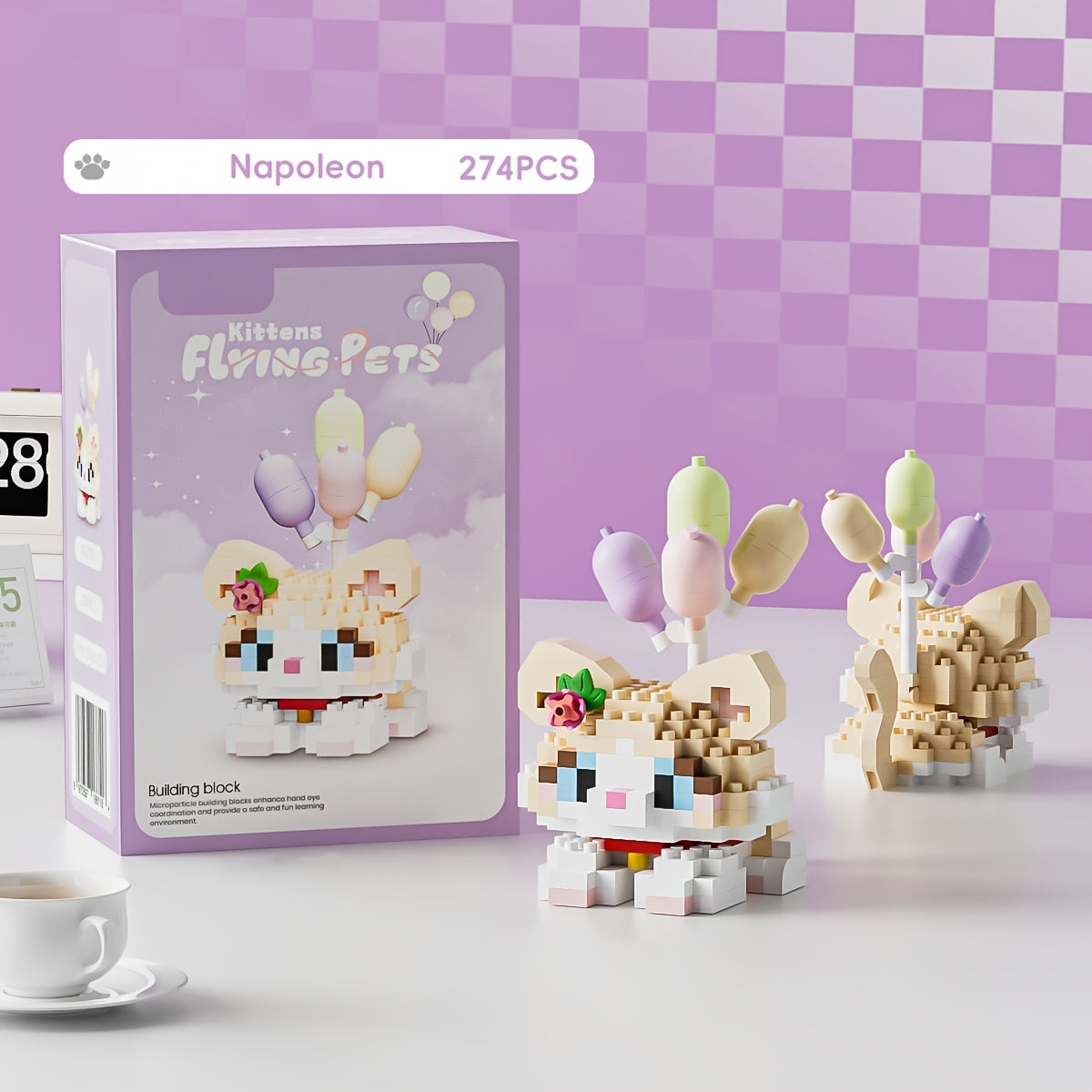 Cat Blocks with Balloons Set