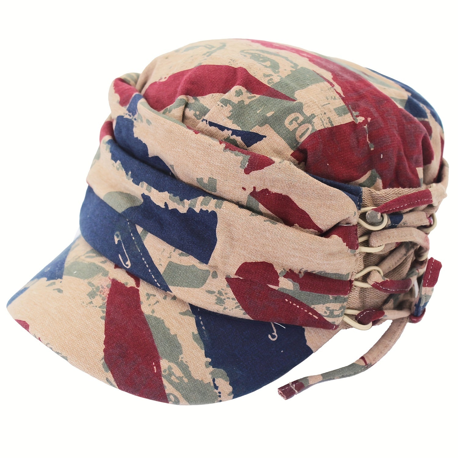 Pink Camouflage Newsboy Hat Short Brim Flat Top Hat