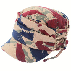 Pink Camouflage Newsboy Hat Short Brim Flat Top Hat