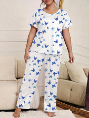  Butterfly Print Casual Pajama Set