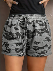 Plus Size Casual Shorts Women's Plus Random Print Elastic Drawstring High Rise