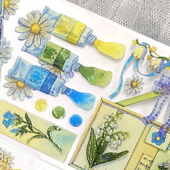 PET Tape 3M 3D Lily Valley Flower Stickers Journaling Colored Masking Tape