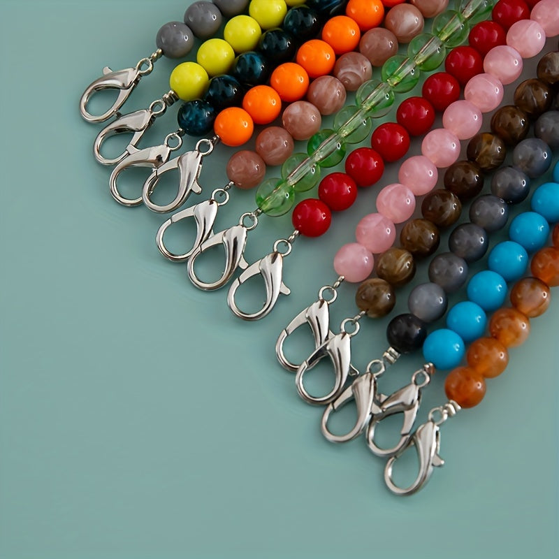Boho Style Acrylic Bead Chain Bag Strap Silver Hardware