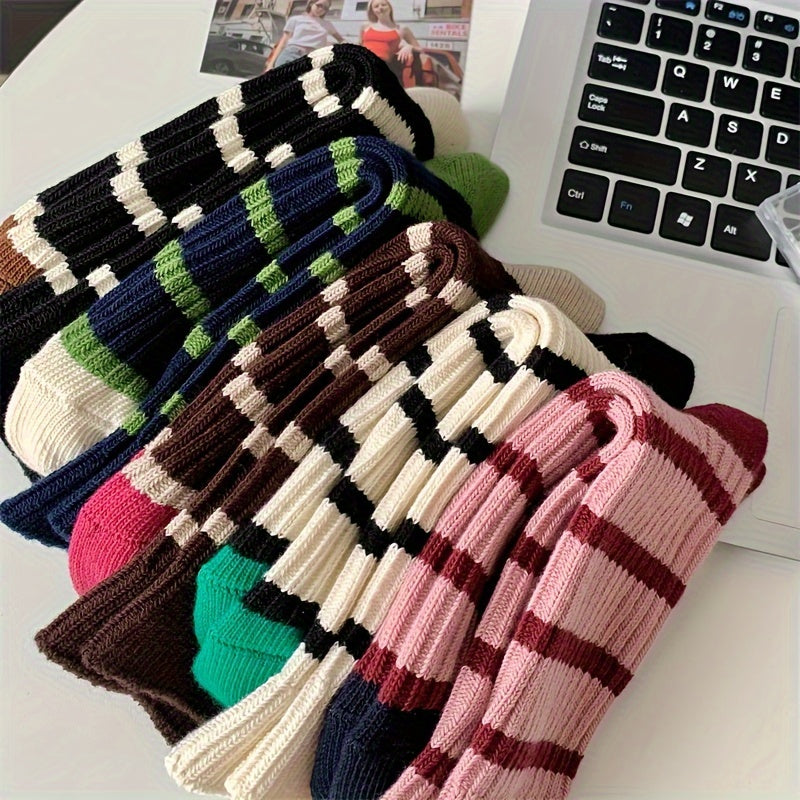 Colorblock Striped Socks Mid Tube Women's Stockings