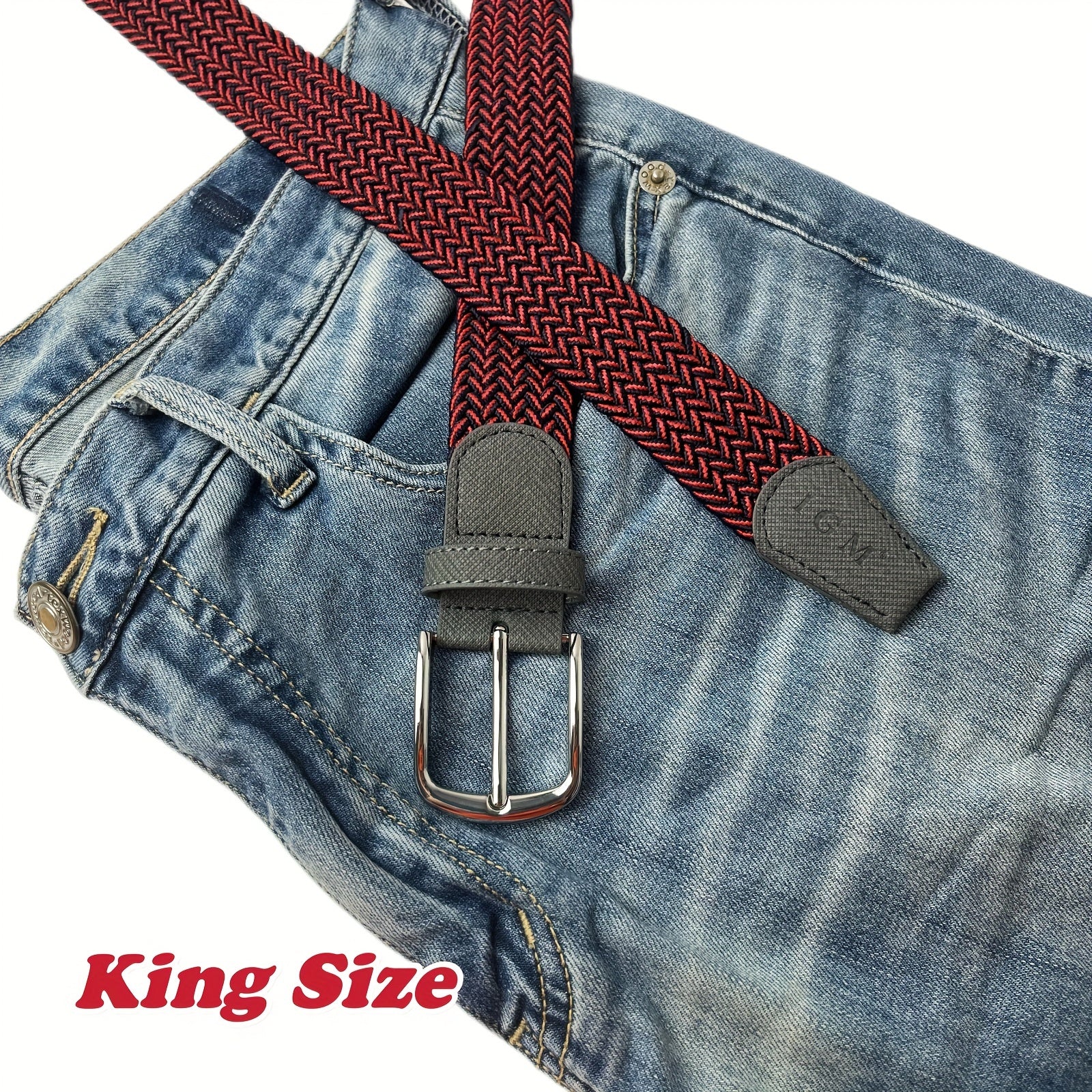 Men's Braided Stretch Belt Alloy Pin Buckle Casual Jeans Belt