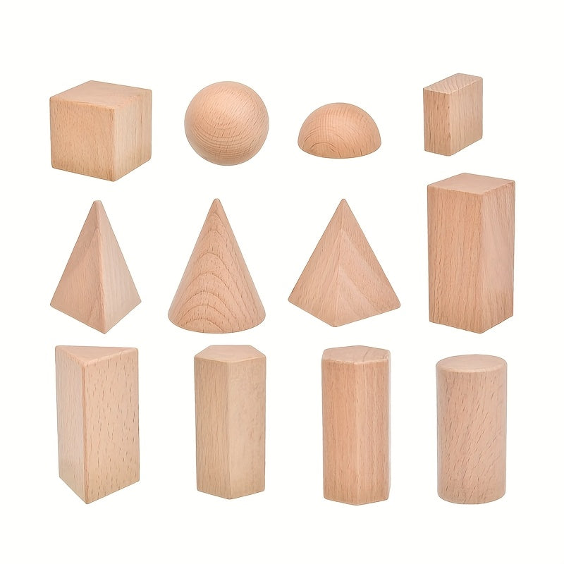 Kids' Geometric Toy Math Teaching Tools Shape Blocks Wooden Building Blocks