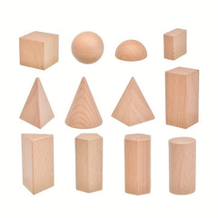 Kids' Geometric Toy Math Teaching Tools Shape Blocks Wooden Building Blocks