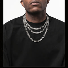 Men's Cuban Chain Necklace Stainless Steel Solid Metal Collar Chain