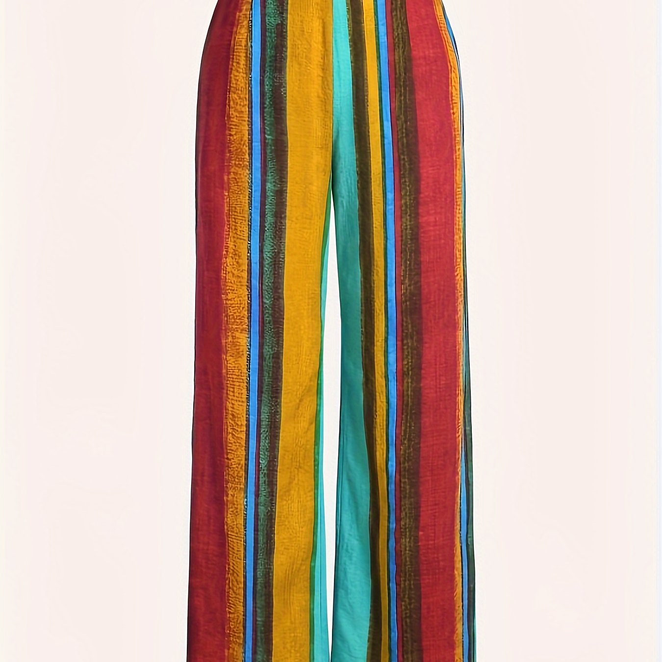  Colorblock Stripe Wide Leg Trousers