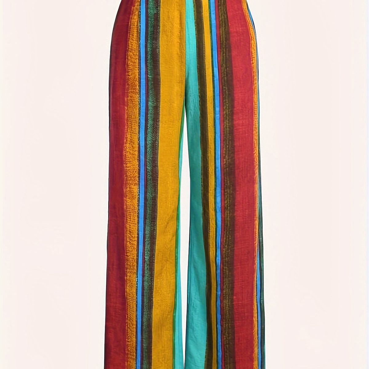  Colorblock Stripe Wide Leg Trousers