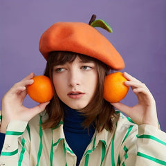 Vintage Orange Fruit Beret Candy Lightweight Painter Hats For Women