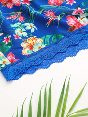  Lace Floral Print Swimwear Shorts Sexy Stretch S