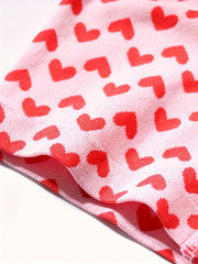 Heart Print Christmas Bra & Panties Lingerie Set