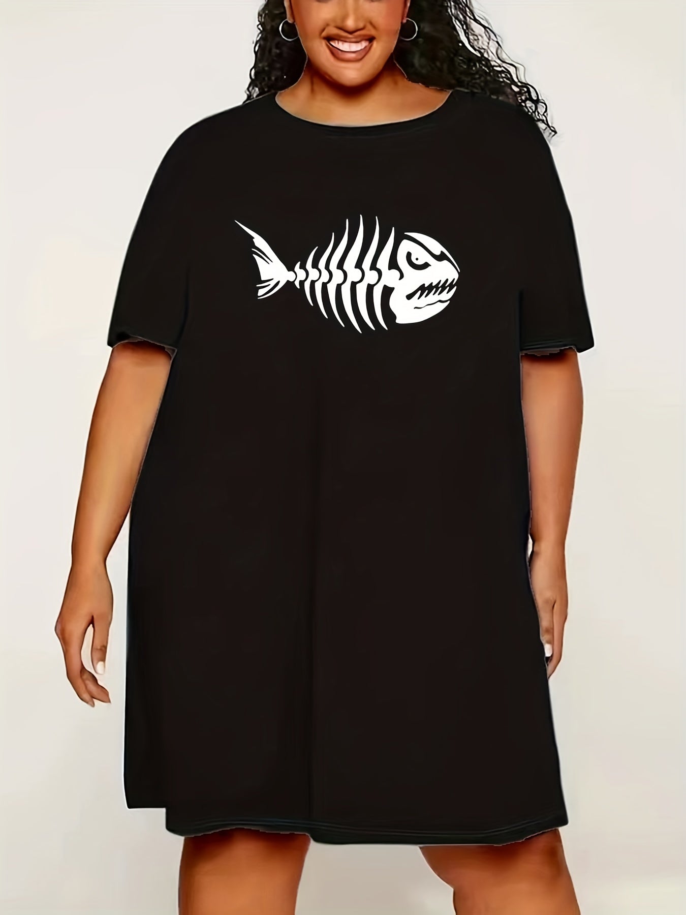  Fish Bone Print Tee Nightdress