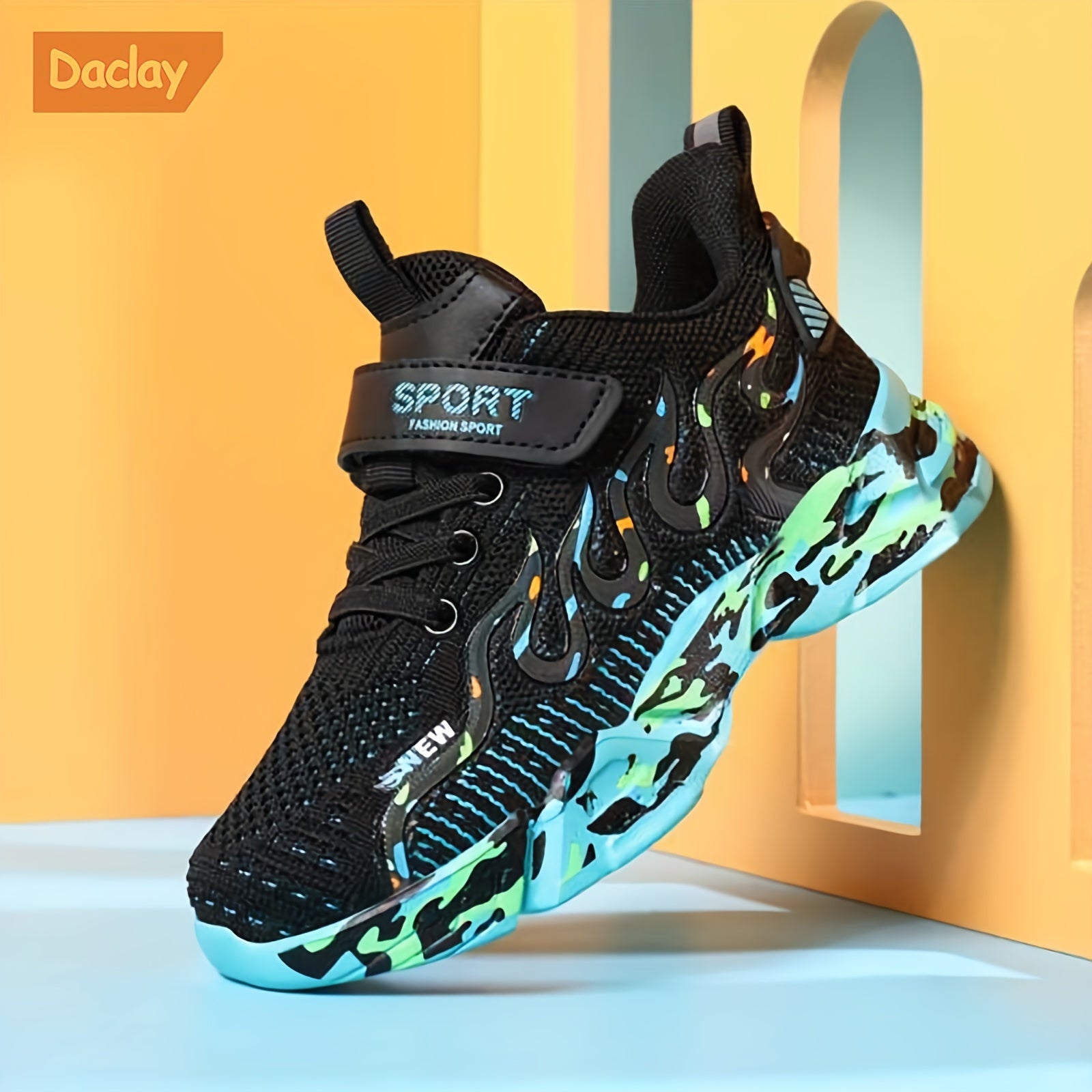 Kids Flame Mesh Basketball Shoes Non Slip Sport Sneakers