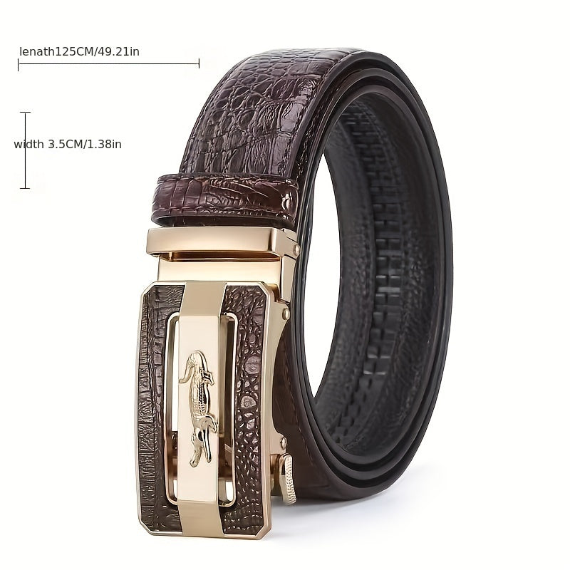 Men's Leather Belt Crocodile Pattern Automatic Buckle Business Suit Waist