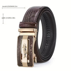 Men's Leather Belt Crocodile Pattern Automatic Buckle Business Suit Waist