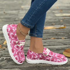 Women's Skateboard Shoes with Rugby Ball Heart Pattern Decoration