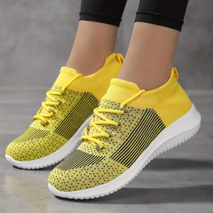 Women's Lace-up Knit Breathable Running Shoes Non-slip Mesh Sneakers