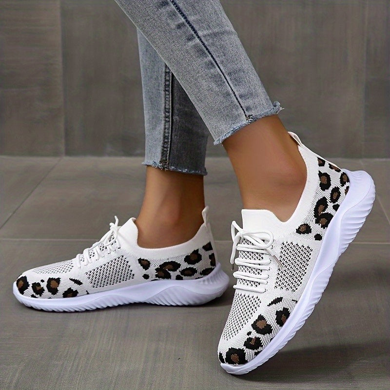 Leopard Pattern Breathable Running Shoes for Women
