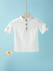 Boys Stand Collar T Shirt Toddler Baby Short Sleeve Casual Top