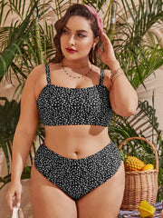 Polka Dot Bikini Set Women's Plus Size Boho High Stretch Bathing Suit