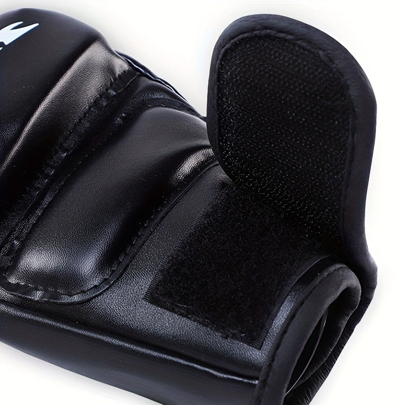 Red Faux Leather Half Finger Boxing Gloves for Comfort and Durability