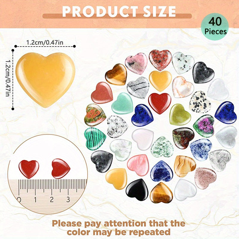 10pcs Heart Shape Natural Stone Ornament for Home Decor & Jewelry Making