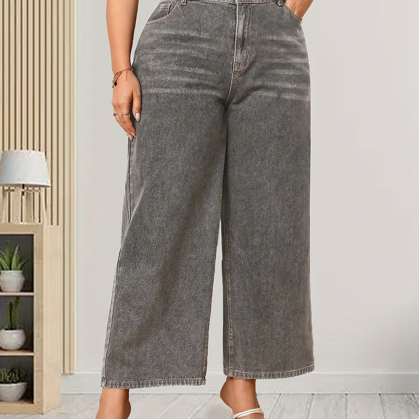  High Rise Wide Leg Jeans