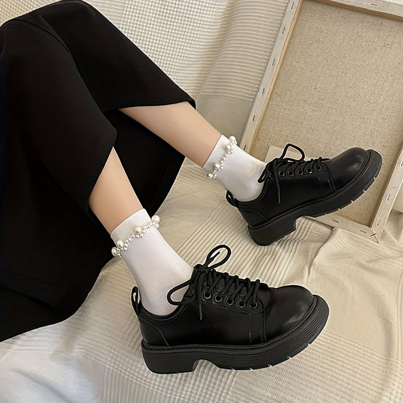 4 Pairs Faux Pearl Decor Socks Women's Stockings