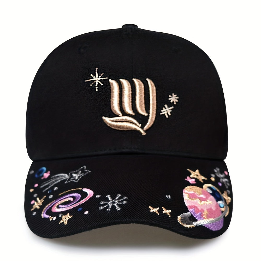 Y2K Planet Embroidery Baseball Cap Cotton Dad Hat