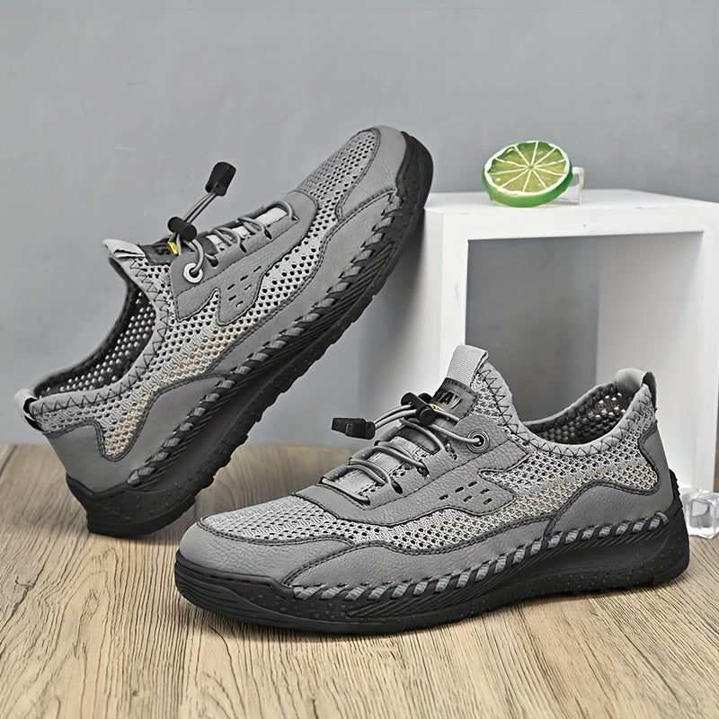 Men's No Tie Lace Mesh Sandals Breathable Outdoor Walking Shoes