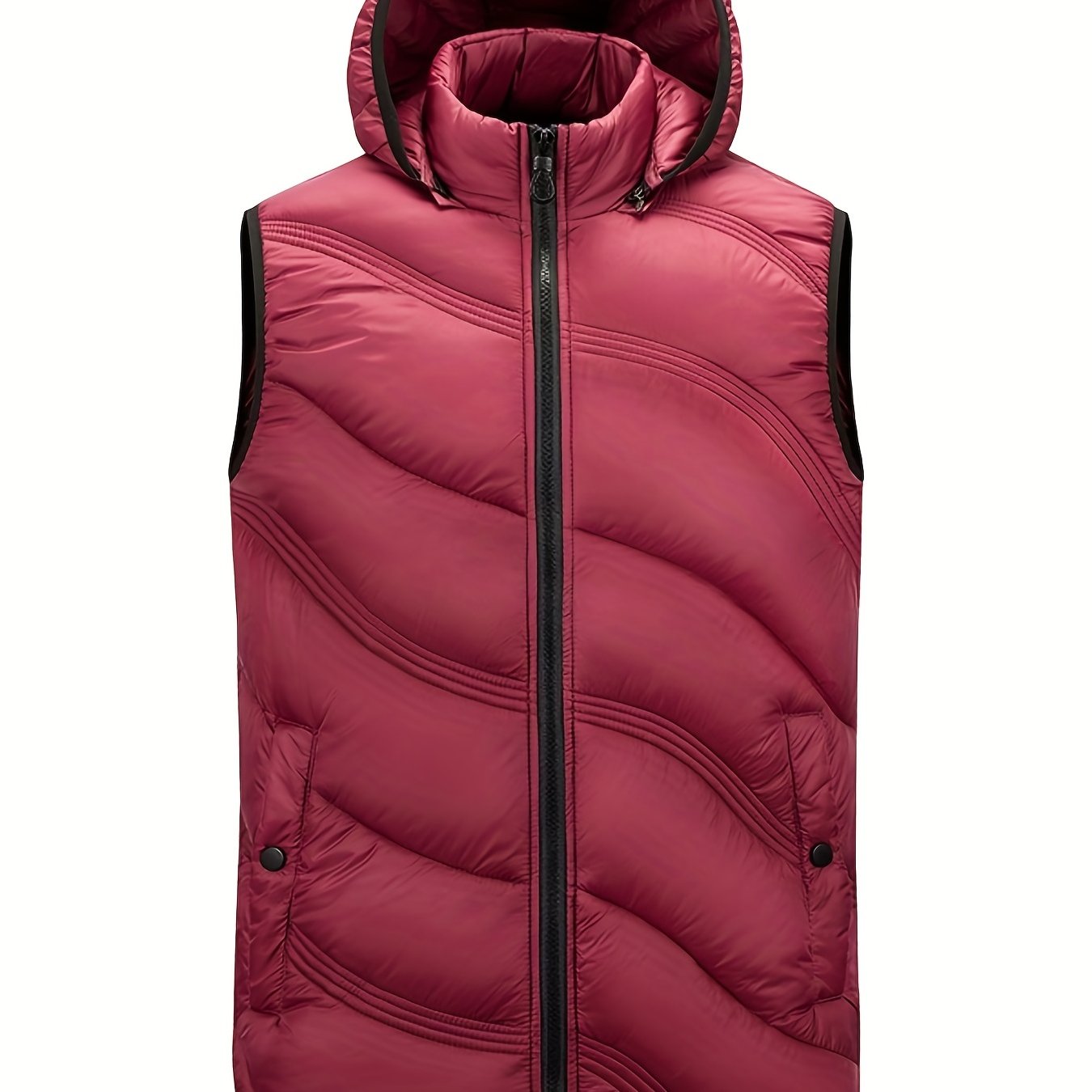 Men's Warm Hooded Vest Zip Up Casual Fall Winter