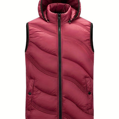 Men's Warm Hooded Vest Zip Up Casual Fall Winter