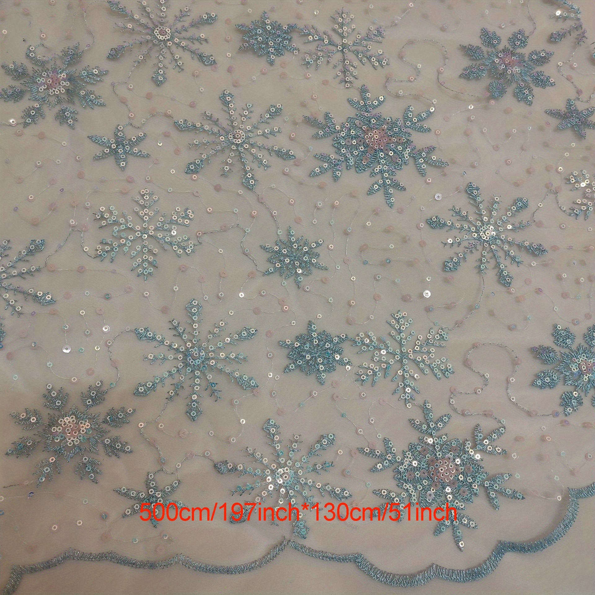 Mesh Sequin Embroidery Fabric Snowflake Bead Fabric Wedding Dress Sewing