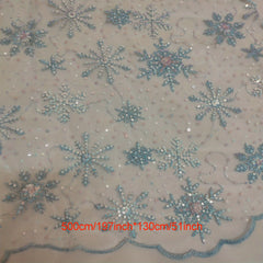 Mesh Sequin Embroidery Fabric Snowflake Bead Fabric Wedding Dress Sewing