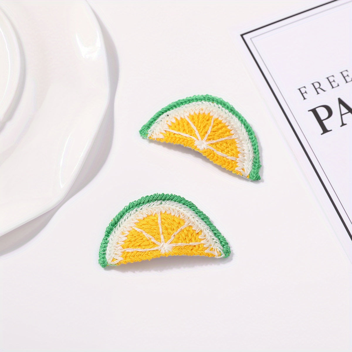 2pcs Lemon Hair Clips Knitted Sweet Side Hair Accessory