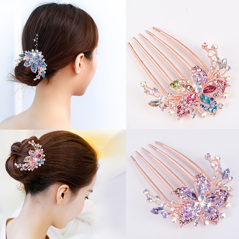 Rhinestone Flower Hair Clip Comb Wedding Headpiece Bridal Hair Accessories